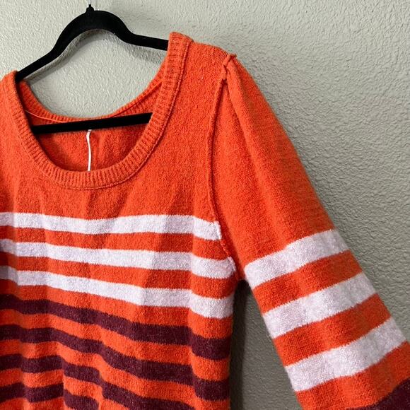 Free People Complete Me Fuzzy Sweater Striped Alpaca Blend Womens Sweater Small - Picture 3 of 6